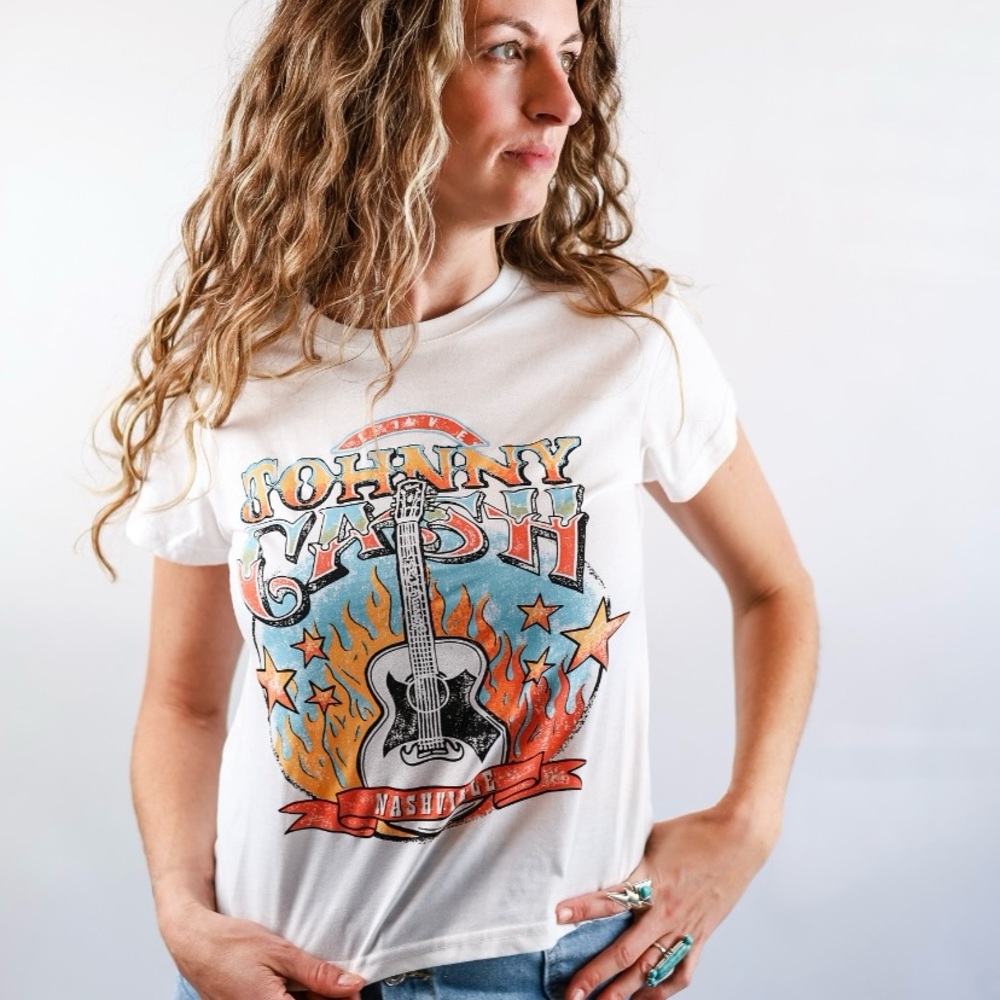 New Country Western Johnny Cash Graphic Tee - Picture 2 of 6